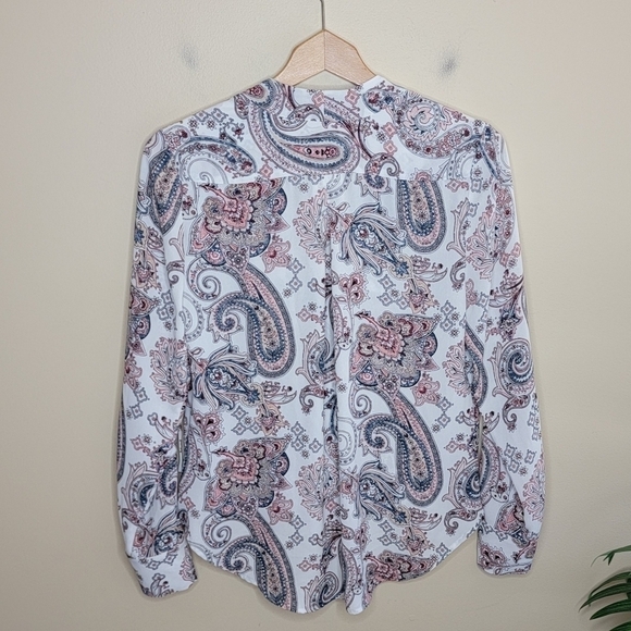 WHBM | Color Paisley Split Sleeve Surplice Blouse Size 6 - Picture 6 of 6